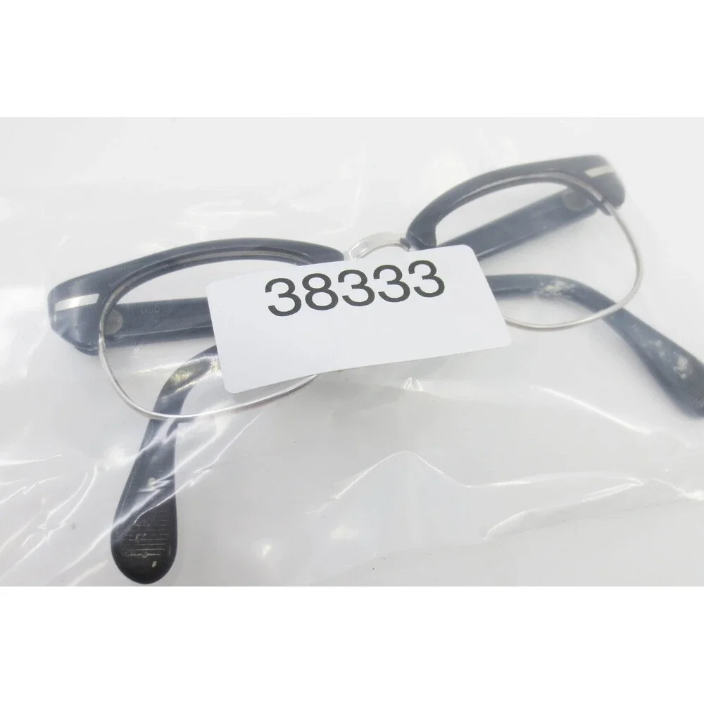 Vintage 1/30 10K RGP Browline Cat Eye Glasses Black Silver 46-20 38333